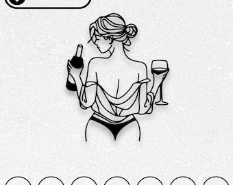 女性の線画 | レーザーカットファイル、CNC、Glowforge（デジタルダウンロード）