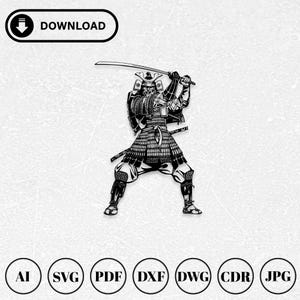 Japon Samurai Warrior Dxf Svg Ai Files | Laser Cut Files | Engraving Decal | Glowforge Files | Cnc Cutting Router | Digital Instant Download