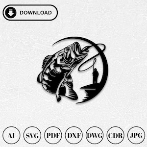 Fisherman Dxf Svg Pdf Laser Cut Files | Svg for Cricut | Cnc Cutting Router | Glowforge | Engraving Decal | Digital Vector Instant Download