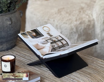 Collins Solid Mango Wood Book Stand – Ridgewood Black Display Holder for Coffee Table Books