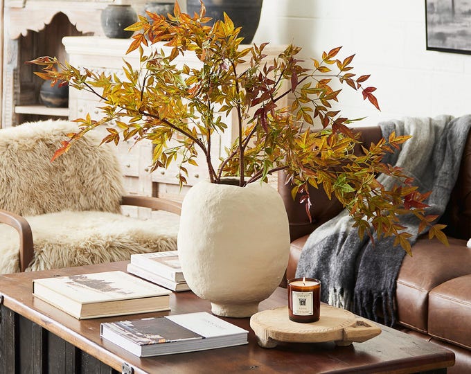 Chloe Paper Mache Vase – Wide Handmade Ivory Decor