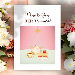Strawberry Thank You Card: Elegant Minimalist Design (5x7 PDF Digital Download)