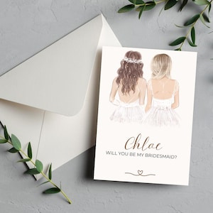 Gepersonaliseerde kaart Will You Be My Bridesmaid – digitale uitnodiging voor voorstel – bewerkbaar en afdrukbaar bestand – verzoek bruidsmeisje