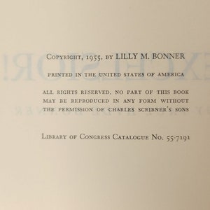 Copyright page – Lists copyright date 1955 by Lilly M. Bonner, with Library of Congress catalogue number 55-7191.