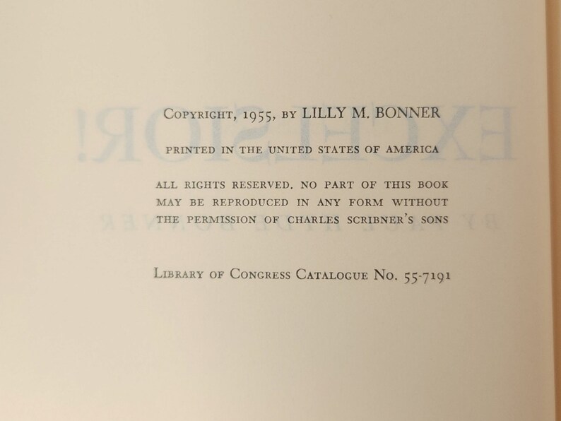 Copyright page – Lists copyright date 1955 by Lilly M. Bonner, with Library of Congress catalogue number 55-7191.