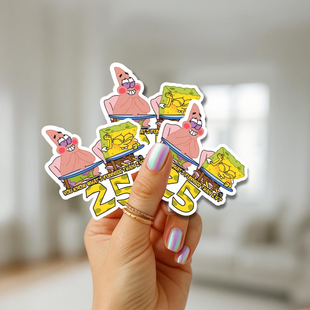 Spongebob '25' Meme Sticker: Waterproof Vinyl Decal for Laptop, Tumbler ...