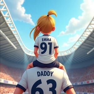 Retrato personalizado de estádio de futebol para adultos e crianças – Nomes, números, cores e características da camisa personalizados