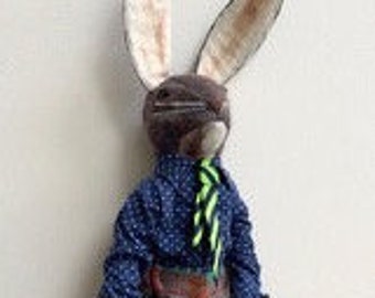 HaROLD HaRE~Jan Horrox 18" (45.7cm) WITHOUT EARS cloth doll pattern step-by-step instructions MaILED CoPY whimsical cloth art doll pattern