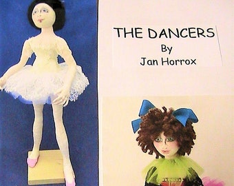 DANCERS~Jan Horrox BrAND NeW 2020 PaTTERN~14" cloth art dolls PDF DoWNLOADABLE FiLE whimsical cloth art doll pattern