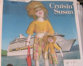 CRUISIN' SUSAN & CrUISIE SuSIE~Barb Keeling~Rare 2006~18"-7" cloth art doll pattern