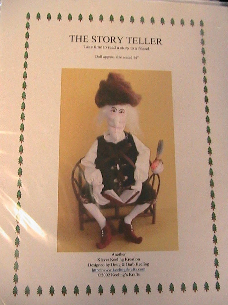 ThE STORY TELLERDoug & Barb Keeling 14 seated male 2002 PDF DoWNLOAD Magnificent whimsical cloth art doll pattern image 1