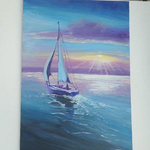 Acrylic Painting on Paperboard (35x50cm) - Seascape Wall Art - Nautical Painting - A special Gift/Decor