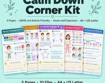 Kit imprimible para relajarse / Herramientas de regulación emocional para niños con TDAH y autismo / Ejercicios para el aula para niños con diferentes emociones / Regulación emocional en niños neurodivergentes