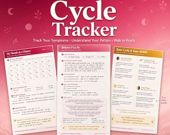 Rastreador hormonal para el TDAH en mujeres / Planificador de síntomas del ciclo (Descarga digital)