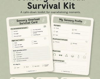 Kit imprimible para sobrevivir a la sobrecarga sensorial / Kit para calmarse en el autismo / Kit de herramientas para afrontar la neurodivergencia / Apoyo para la ansiedad / Planificación de descargas digitales
