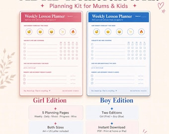 ADHD Homeschool Planning Kit | Printable Mom Planner ADHD Kid | Girl & Boy Editions | Neurodivergent Homeschool Tools | Digital Download
