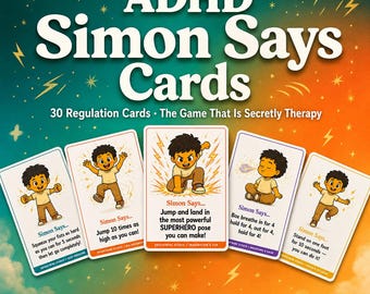 Tarjetas de Simón Dice para TDAH / Actividad de movimiento para la regulación sensorial (Descarga digital)