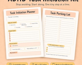 ADHD Task Initiation Kit, Executive Function Planner, Neurodivergent Productivity Toolkit, Printable ADHD Starter Pack PDF, Digital Planner