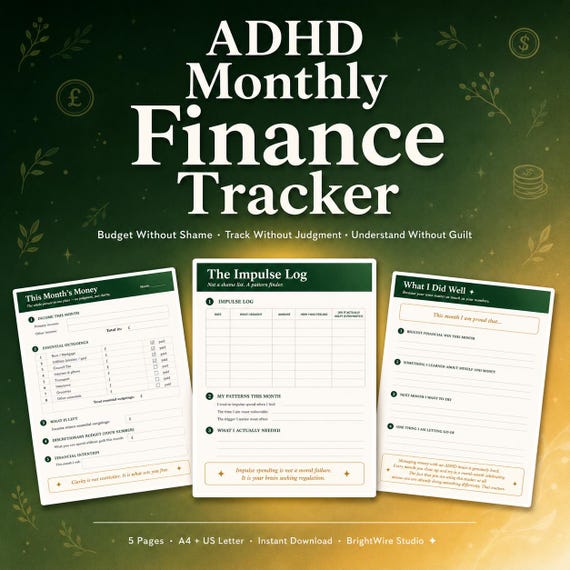 ADHD Budget Tracker Printable | Finance Planner for ADHD Adults | Impulse Spending Log | Money Management Planner | Digital Download