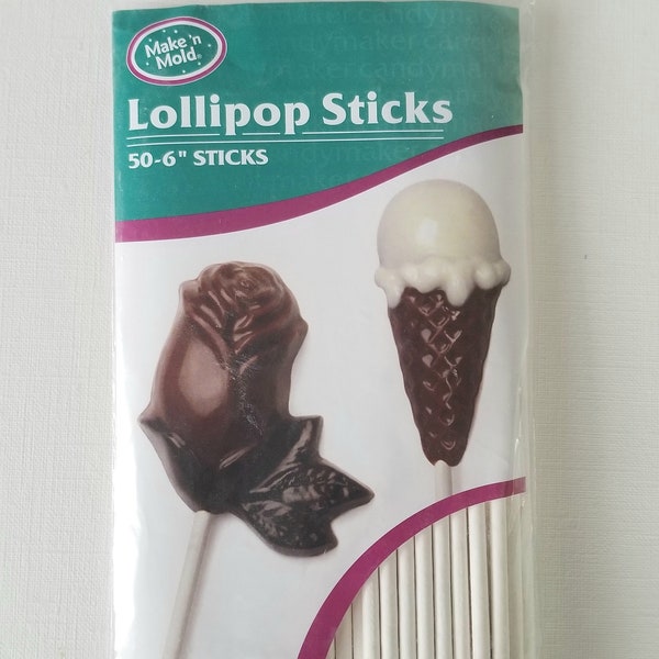 White Lollipop Sticks, 6 inch