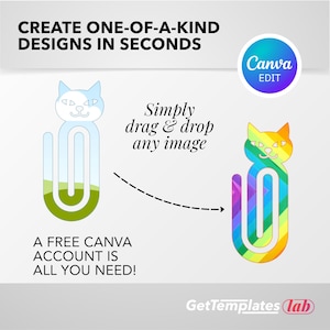 Plantilla de clip de papel gigante de gato, archivo de corte de clip de papel gigante, clip de papel Cricut SVG, plantilla de marcador de arrastrar y soltar SVG, Canva DFX, PNG, EPS