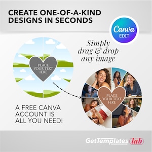 Heart Photo Collage Template: Canva Editable Love Frame (Digital Download)