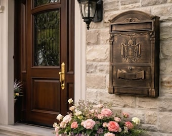 Vintage Outdoor Mailbox with Stand – Decorative Metal Garden Mailbox for Letters & Packages