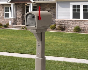 Mocha Outdoor Mailbox with Post, Weatherproof