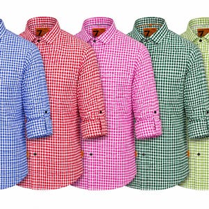 Camicia bavarese da uomo Oktoberfest Trachten Shirt Gingham Check German Traditional Shirt Festival Outfit S-3XL