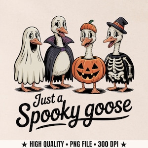 Just a Spooky Goose PNG • Funny Halloween Goose Clipart • Silly Goose Shirt Design • Retro Goose Sublimation • Cute Ghost Duck