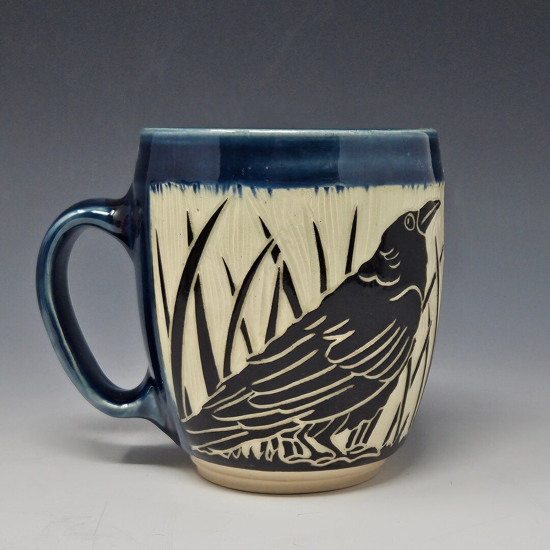 Handmade Raven Coffee Mug Unique Raven Tea Mug Etsy