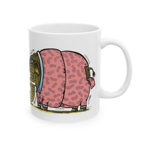 Whimsical Elephant Ceramic Mug, Animal Print Coffee Cup, Cute Elephant Design Mug, Cartoon Elephant Mug for Kids,  Great Gift for Kids