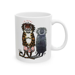 Whimsical Creature Ceramic Mug, Animal Coffee Cup, Animal Mug for Tiger Lovers, Unique Wildlife Gift, Tiger Coffee Mug, Gift For Kids