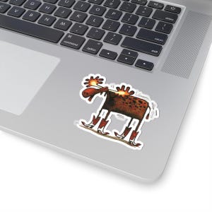 Moose Stickers, Colorful Moose Sticker, Moose Vinyl Decal, Fun Animal Decal, Wildlife Laptop Sticker, Car Window Decal, Water Bottle Sticker