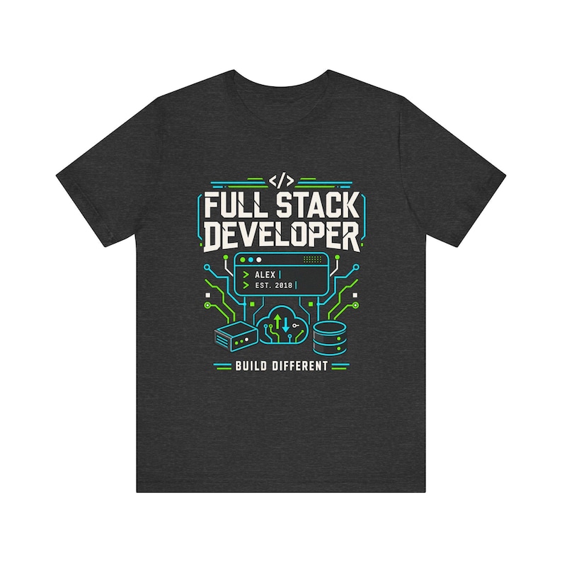 Full Stack Developer Shirt | Personalized Coding Top | Vintage Programmer Apparel image 1