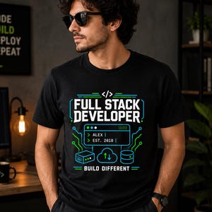 Full Stack Developer Shirt | Personalized Coding Top | Vintage Programmer Apparel image 2
