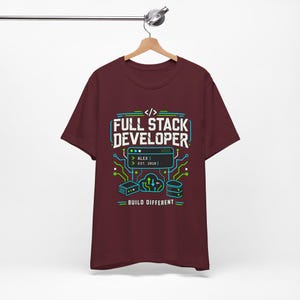 Full Stack Developer Shirt | Personalized Coding Top | Vintage Programmer Apparel image 16
