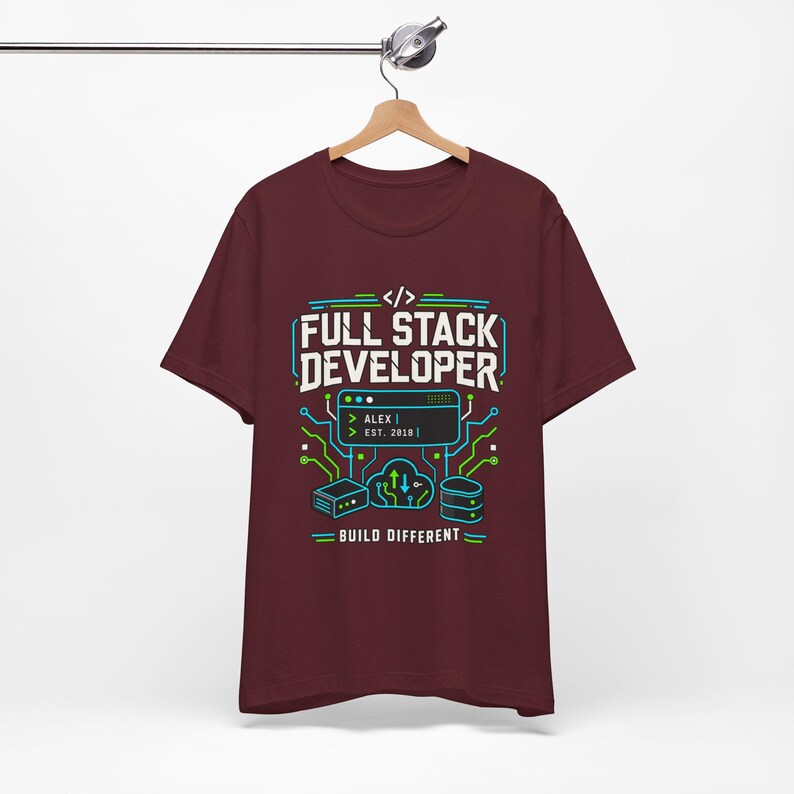 Full Stack Developer Shirt | Personalized Coding Top | Vintage Programmer Apparel image 16