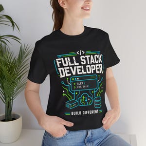 Full Stack Developer Shirt | Personalized Coding Top | Vintage Programmer Apparel image 7