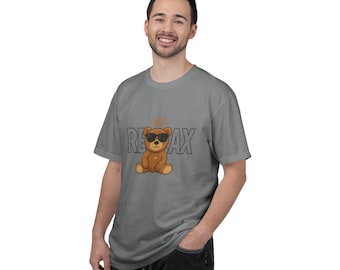 Chill Bear Graphic T-Shirt, Relaxed Cartoon, Positive Vibes