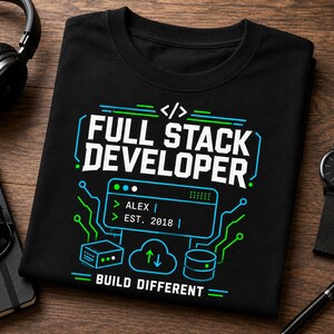 Full Stack Developer Shirt | Personalized Coding Top | Vintage Programmer Apparel image 15