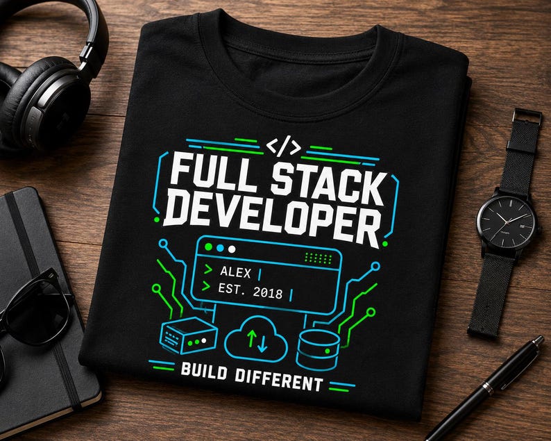 Full Stack Developer Shirt | Personalized Coding Top | Vintage Programmer Apparel image 15