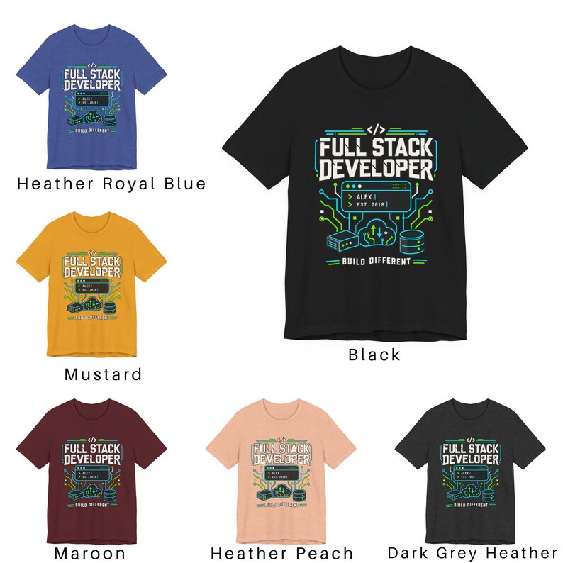 Full Stack Developer Shirt | Personalized Coding Top | Vintage Programmer Apparel image 5