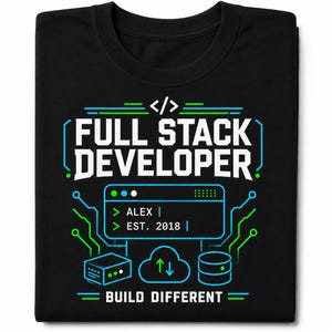 Full Stack Developer Shirt | Personalized Coding Top | Vintage Programmer Apparel image 3