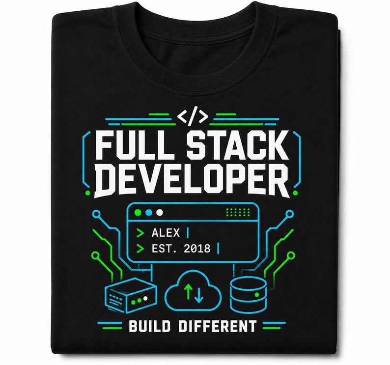 Full Stack Developer Shirt | Personalized Coding Top | Vintage Programmer Apparel image 3