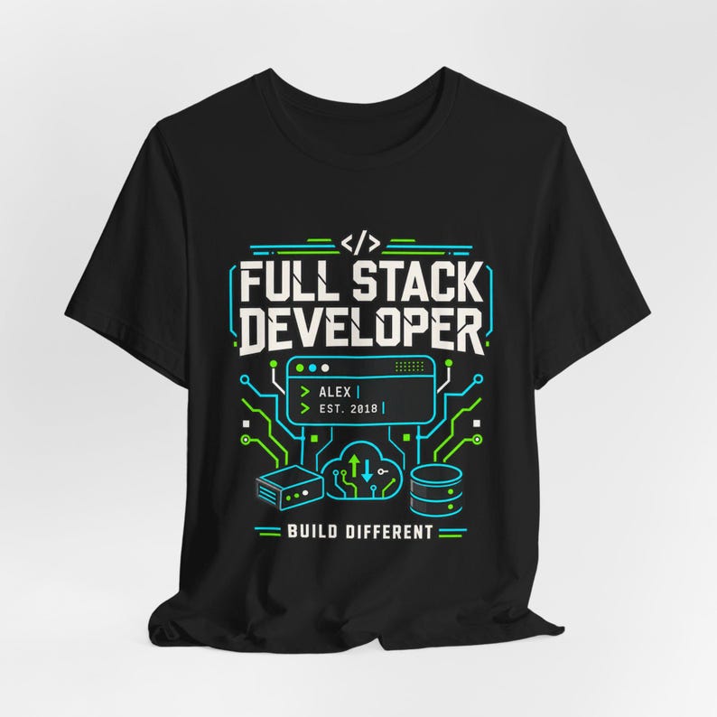 Full Stack Developer Shirt | Personalized Coding Top | Vintage Programmer Apparel image 10