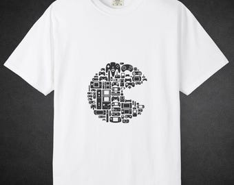 Pac-Man Retro Gaming Controller Collage Tee - Unique Gamer Shirt for Classic Console & Arcade Fans