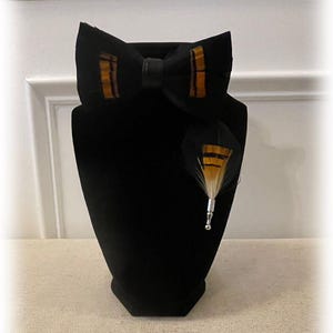 Black and Gold Bow Tie w/ matching Lapel Pin