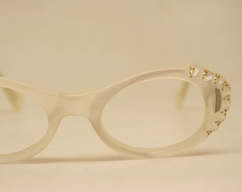 Small White Rhinestone Vintage cat eye frames vintage frames