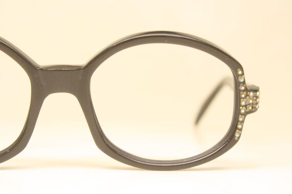 Unused Vintage Black Rhinestone Cat Eye Glasses - image 4